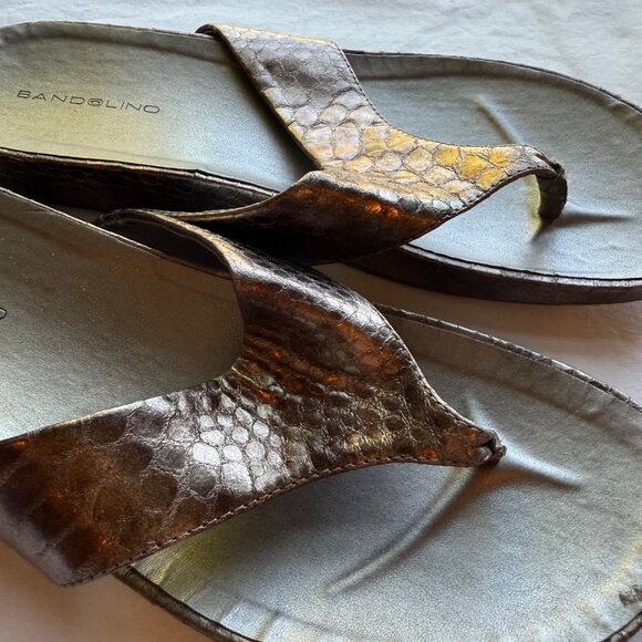 Bandolino Womens Metallic Snake Print Thong Sandals Size 9M - Picture 5 of 8
